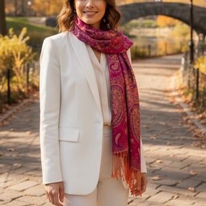 # B004  Multicolor Paisley Pashmina Scarf Shawl Wrap Fringe BohoStyle FallLayers